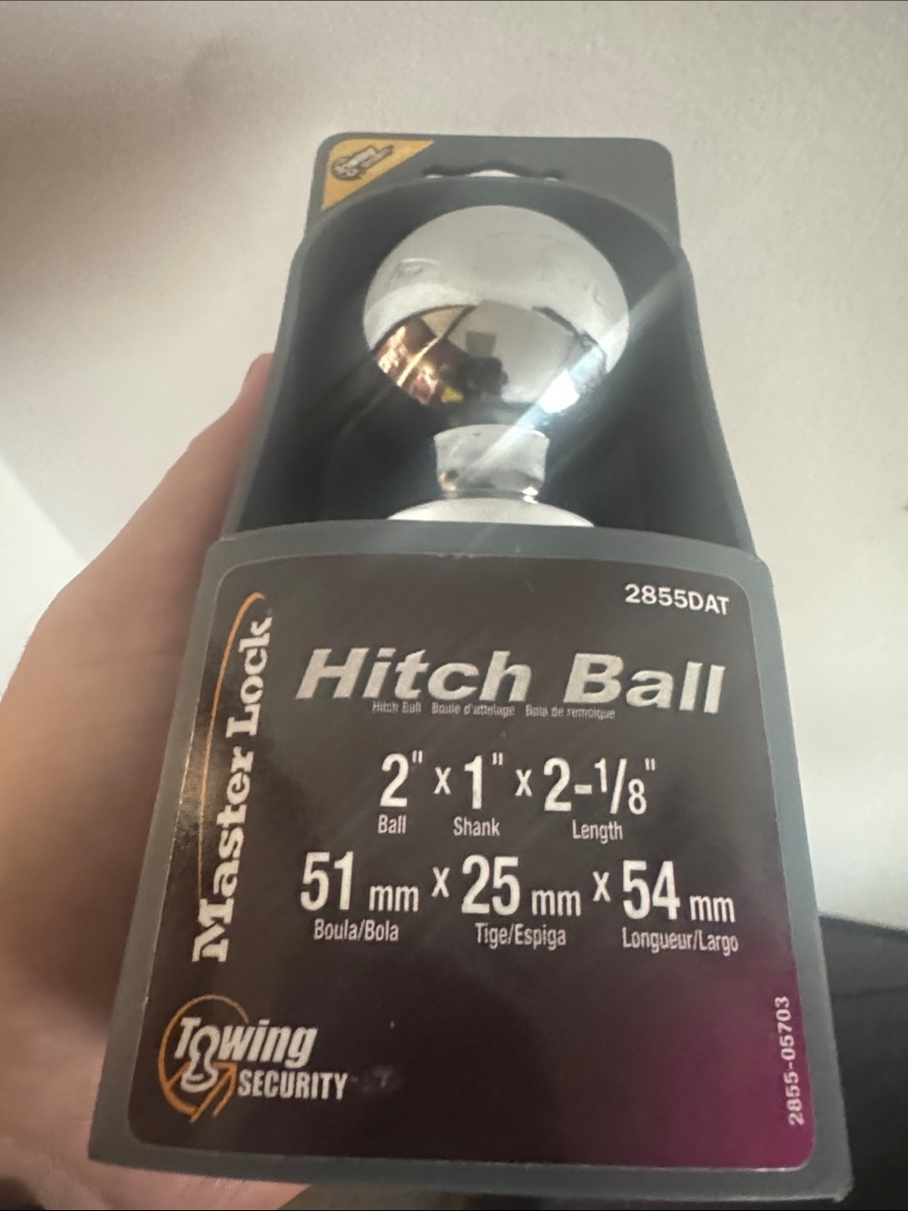 BRAND NEW! Silver Hitch Ball - 2" x 1" x 2-1/8" (2855DAT)